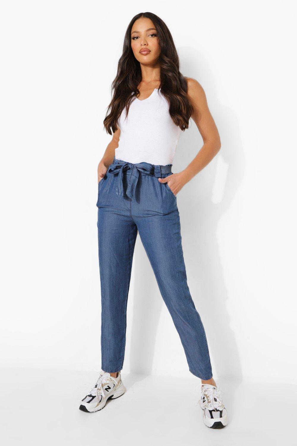 Tall Pantalon court ceintur taille fronc e boohoo